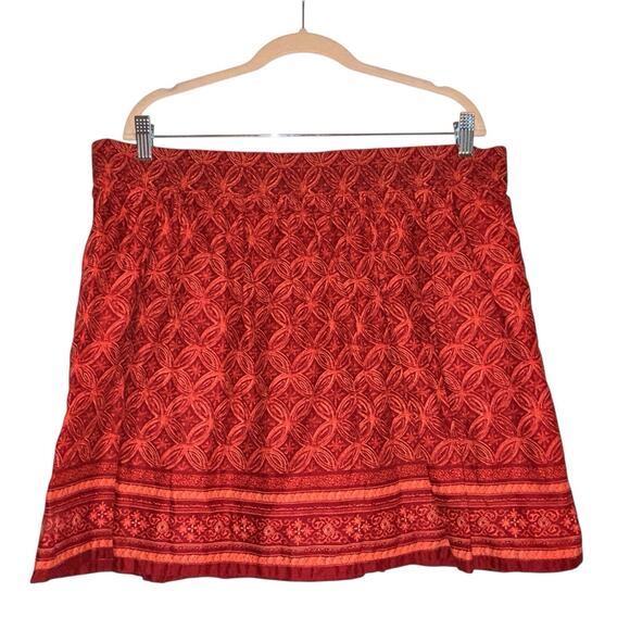 Sonoma Sz L Layered Red Boho Print Mini Skirt Pull On Beach Festival Hippie‎ - Picture 1 of 6